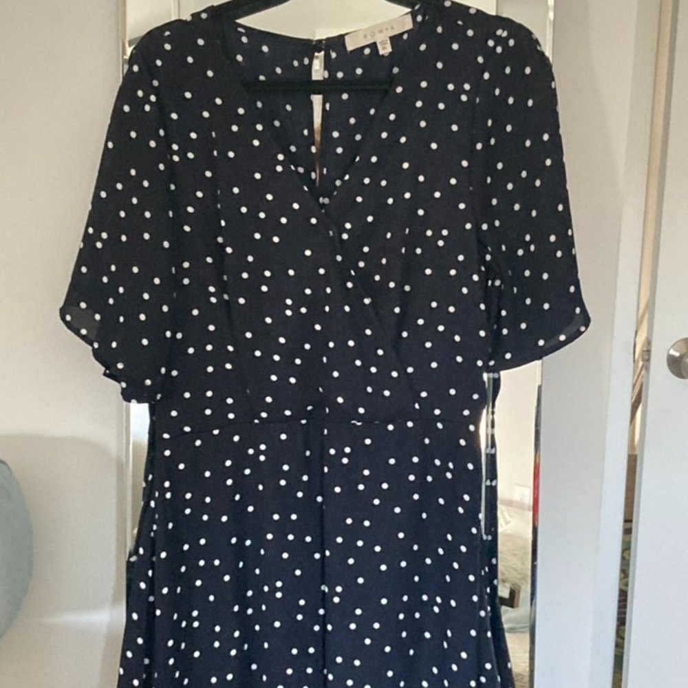 Polka Dot Surplice Dress